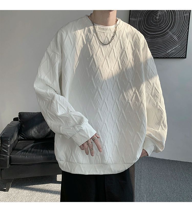 Herren-Sweatshirt mit besticktem Jacquard-Muster, langärmelig, lässig, Pullover-T-Shirt für Frühlings- und Herbstmodetrends_voghion.com