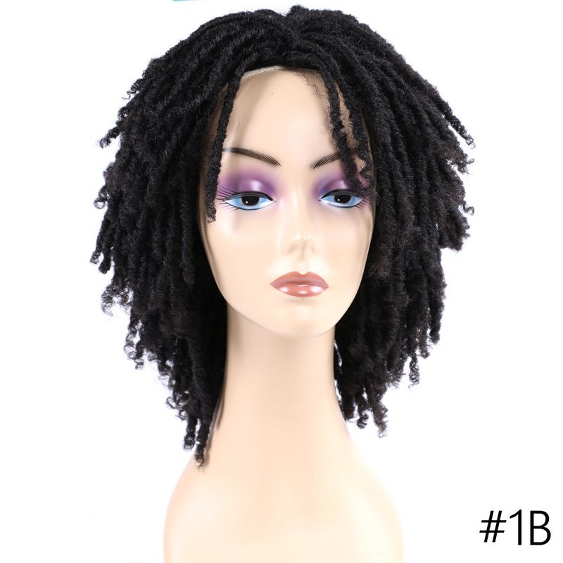 Perücke Kurze Dreadlock Lockige Synthetische Perücke Dreadlock Kopfbedeckung Spot Großhandel_voghion.com