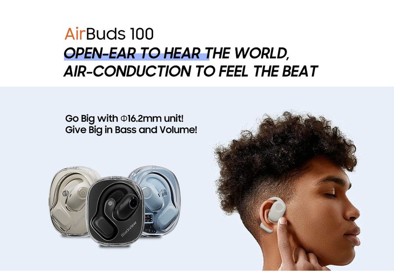 Blackview Airbus 100 Earphones Open Wireless, Sport Air Guided Bass ENC, TWS With Microphone 500mAh IP68_voghion.com