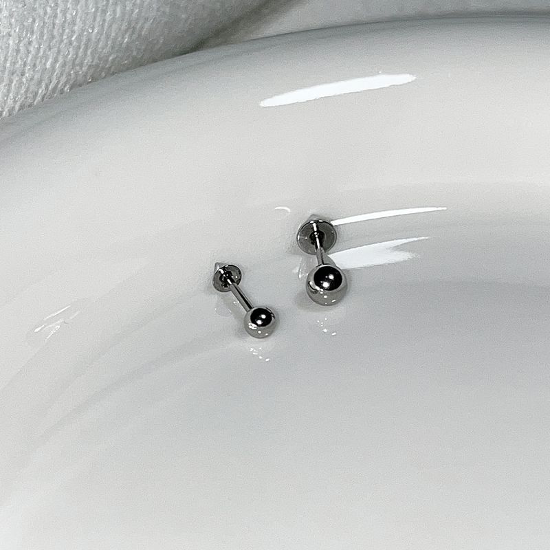 Titanium Steel Little Devil Horn Bone Stud Round Ball Pointed Cone Screw Earrings Simple Punk Hip Hop Trendy Cool_voghion.com