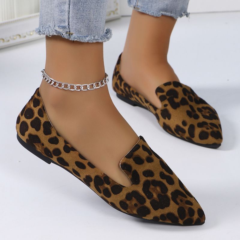 Flache Absätze, spitze Schuhe mit flacher Sohle, 2024 neue große Leopardenmuster, flacher Mund, Wildleder, lässiger Einzelschuh_voghion.com