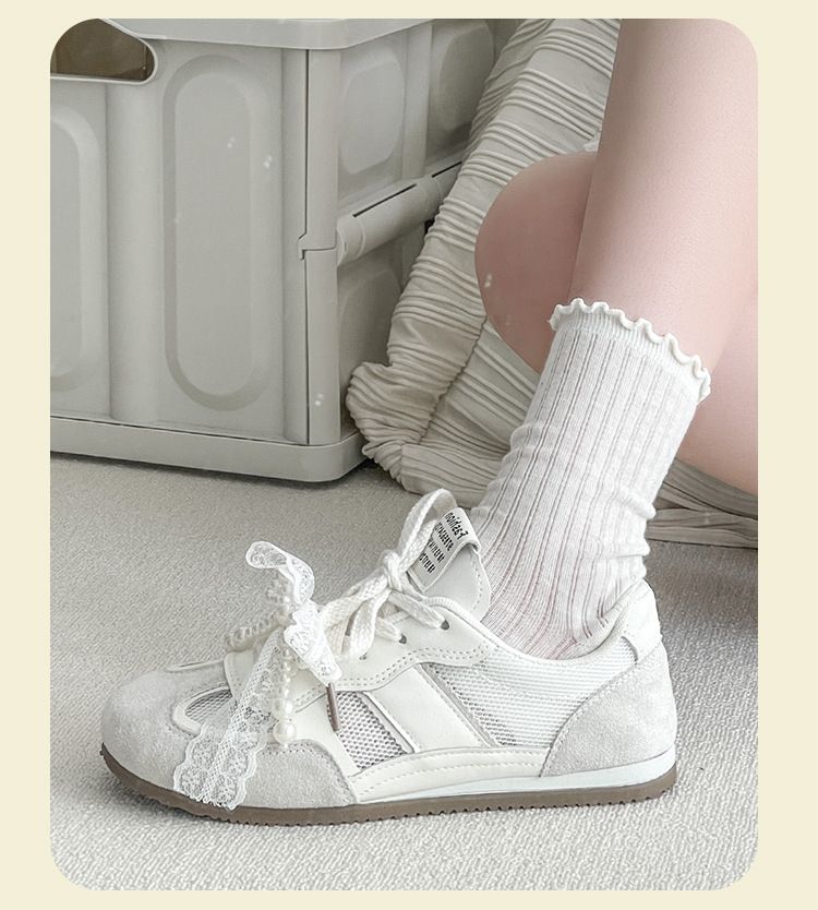 Damenschuhe, All-Match-Atmungsaktive Mesh-Schuhe, Weiche Sohlen, Keine Ermüdung Der Füße, Spitzenperlenschleifen, Dünne Schuhe Für Damen_voghion.com