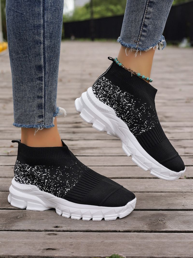 Scarpe singole sportive casual con fondo spesso traspirante Flyknit 2023 di grandi dimensioni per le donne_voghion.com