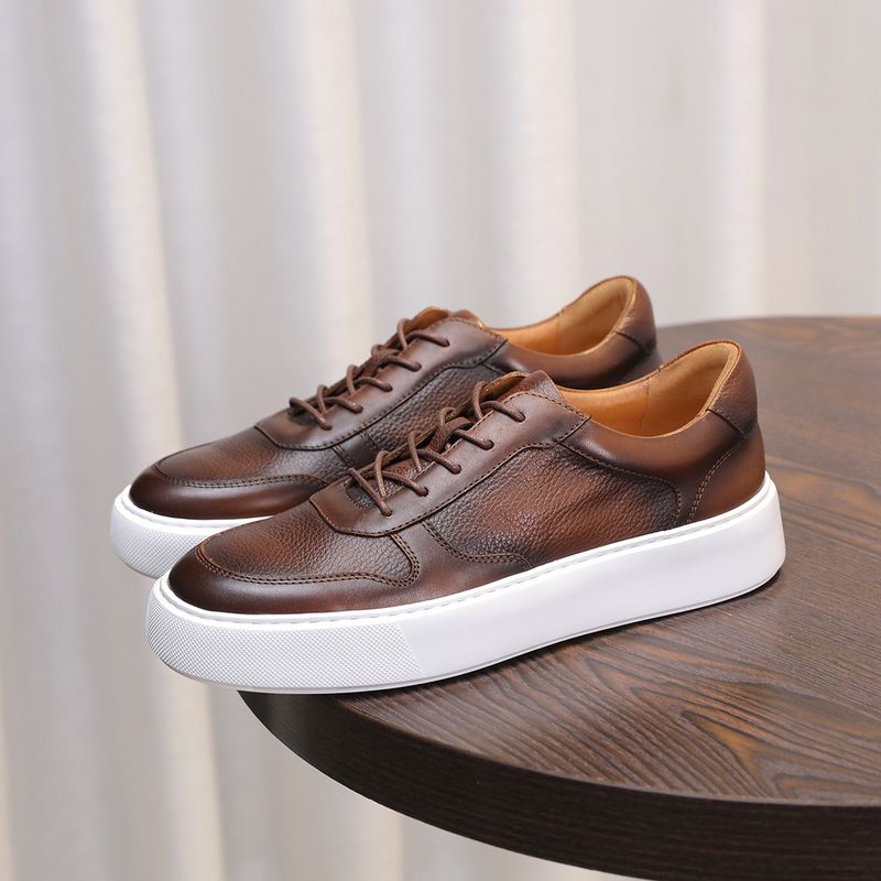 New Style 2025 New Breathable Leather Sneakers High-End Trendy Versatile Fashion Light Luxury Casual Men's Shoes_voghion.com