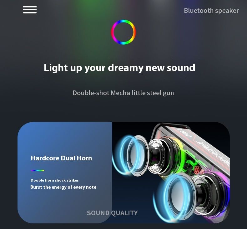 Advanced V88 Internet Celebrity Transparent Mech Cyberpunk Dual Speaker Large Desktop Audio Bluetooth_voghion.com