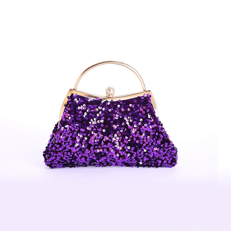 Borsa a mano con clip a conchiglia e paillettes grandi e lucide, stile mondana, pochette da sera_voghion.com