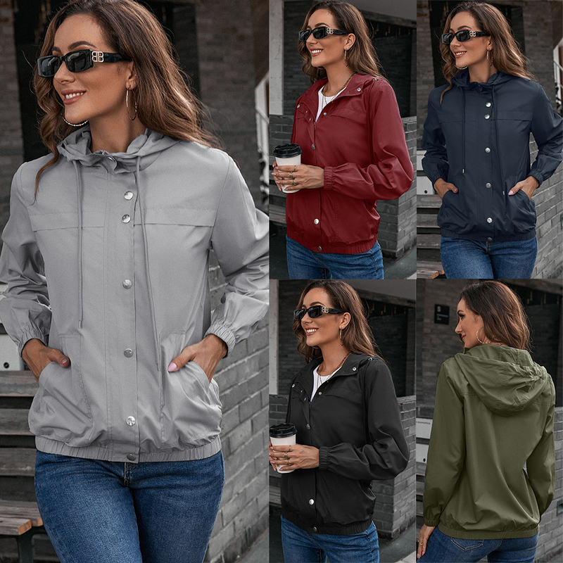 Damesregenjas met capuchon, buitensport, bergbeklimmen, kleding, windjack, waterdicht jack_voghion.com