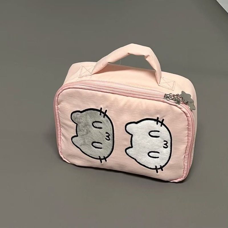 2025 New Anime Happy Cat Pink Cute Tote Storage Bag_voghion.com