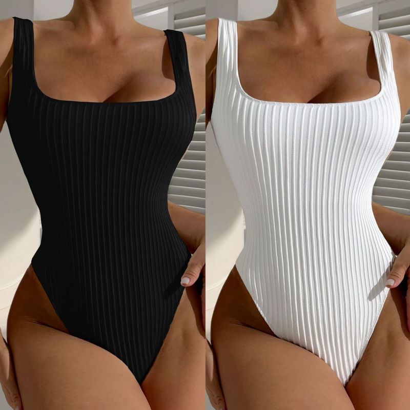 New Conservative One-Piece Swimsuit Solid Color Integrated Bikini_voghion.com