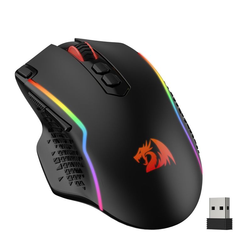 Redragon M810 Pro Wireless Gaming Mouse, 10000 DPI Wired Gamer W/ Rapid Fire Key, 8 Ro Buttons, Black/White Mouse_voghion.com
