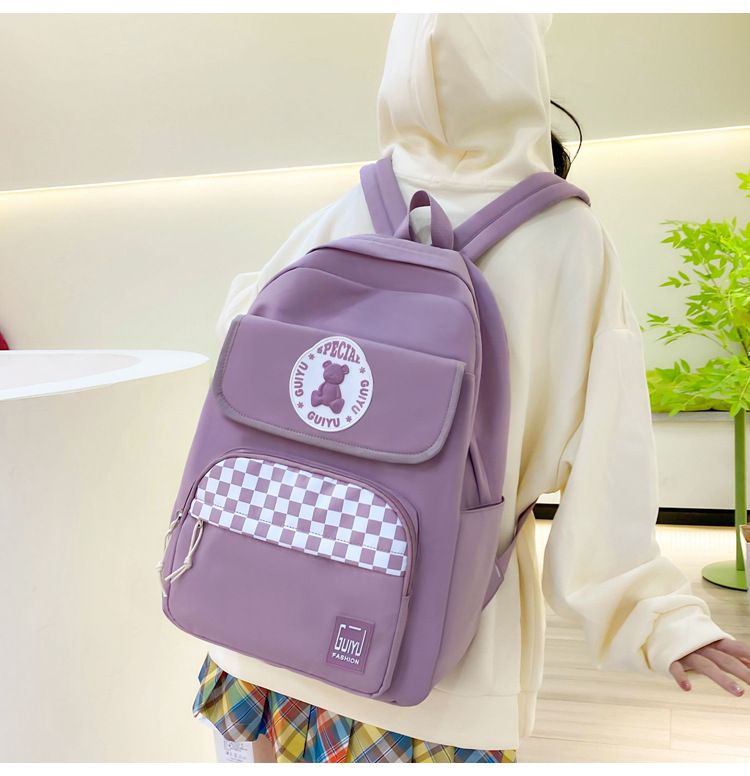 Lightweight Nylon Backpack Set For School Students - Spacious Laptop Backpack With Ergonomic Shoulder Straps, 4-Piece Set In Multiple Colors_voghion.com