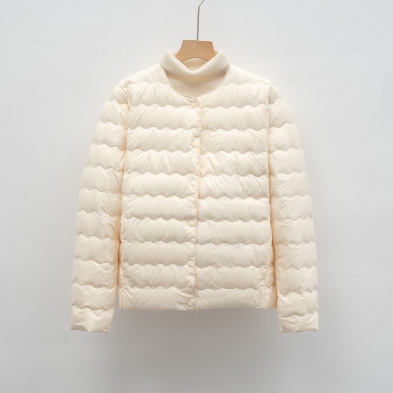 Pinghu Chixin Liner New National Standard 90 Versatile Round Neck Simple Wave Pattern Autumn Winter Coat Down Jacket For_voghion.com