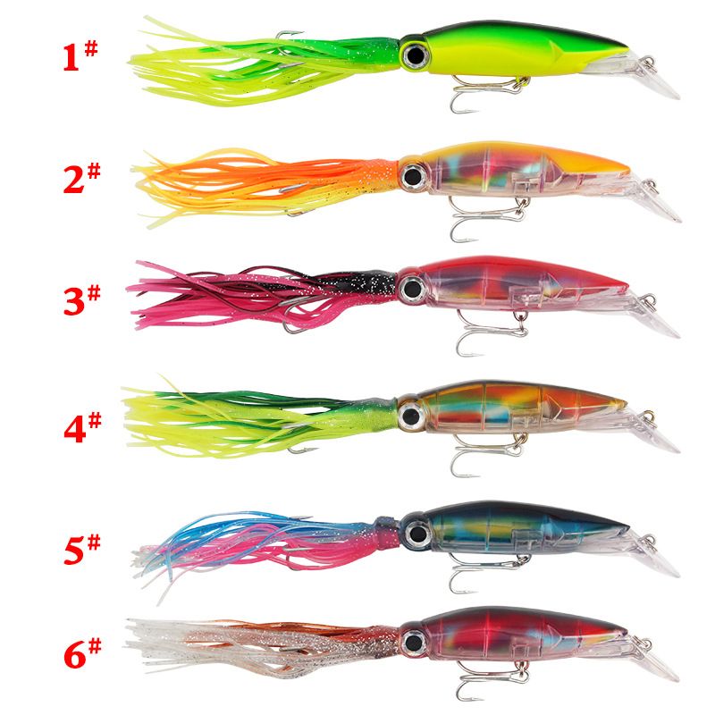 Lure Bait Long Distance Casting Colorful Simulation Squid Bait 23cm/38g With Beard Sea Fishing Bait Fishing Gear_voghion.com