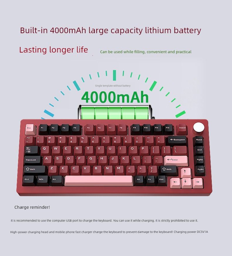 Kit de teclado numérico Heji Snake Al75v2 com junta de metal CNC de alumínio Tuo sem fio de três modelos RGB personalizado_voghion.com
