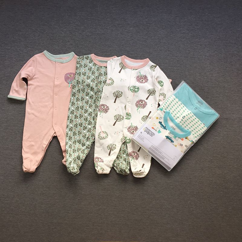 Außenhandel Baby Overall Fußbedeckung Baby Jungen Frühling und Herbst Dünner Strampler Jungen und Mädchen Reine Baumwolle Pyjamas Neugeborene Krabbelkleidung_voghion.com