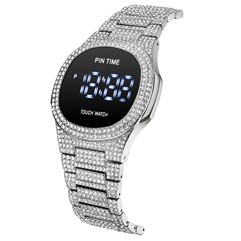 Luxuriöse, minimalistische Digitaluhr für Herren mit Diamantakzenten – wasserdichte Quarzuhr für Business und Freizeit – Roségold, Silber, Gold, Schwarz_voghion.com