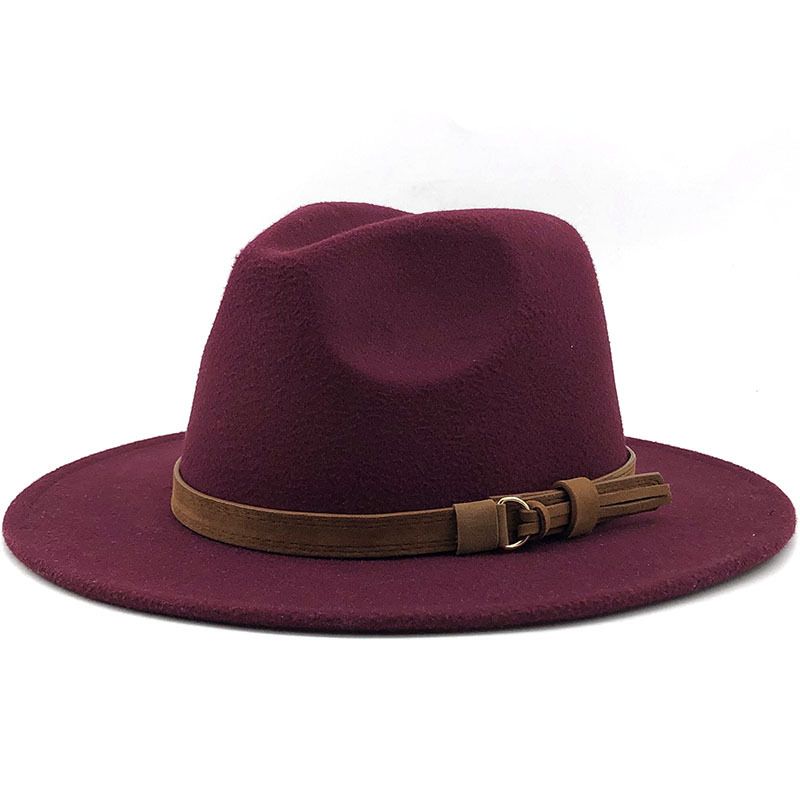 Cintura in pelle scamosciata minimalista da chiesa, cappello a tesa larga in stile inglese jazz, cappello a cilindro da donna autunnale e invernale_voghion.com