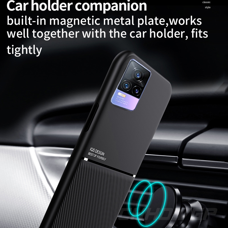 Car Magnetic Holder Phone Case For Vivo V21E V20 V25 Y20 Y30 Y50 Y70 Y73 Y31 Y51 Y52S Luxury Leather Protection Soft TPU Cover_voghion.com