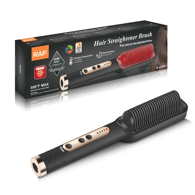 RAF Negative Ion Straightening Brush - No Damage Electric Hair Iron Easy To Use For Home_voghion.com