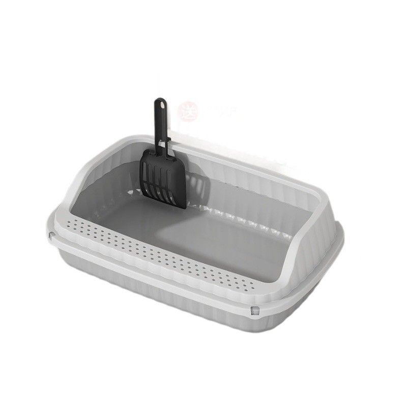 Extra Large Semi-Enclosed Anti-Splash Tray Supplies Litter Pan Cat Waste Box_voghion.com