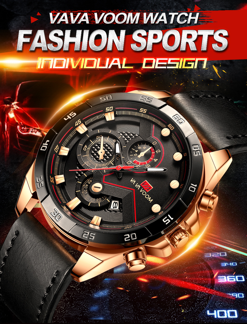 Reloj deportivo de moda para hombre, resistente al agua, con correa de cuero y calendario, de cuarzo, para estudiantes._voghion.com