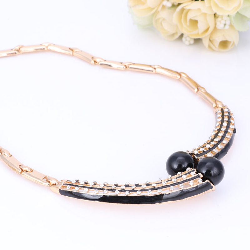 Collar de perlas simuladas de cristal para dama de honor de boda para mujer, pendientes colgantes, brazalete, anillo, conjunto de joyería para disfraz de fiesta_voghion.com
