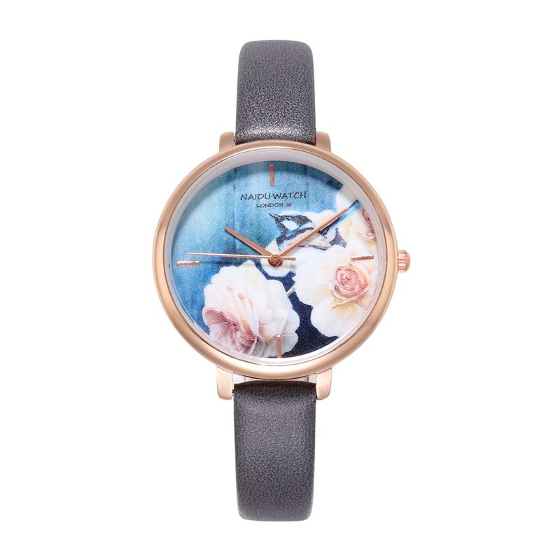 Korean Style Trend Rose Flower Fashion New Printed Casual Women's Watch_voghion.com