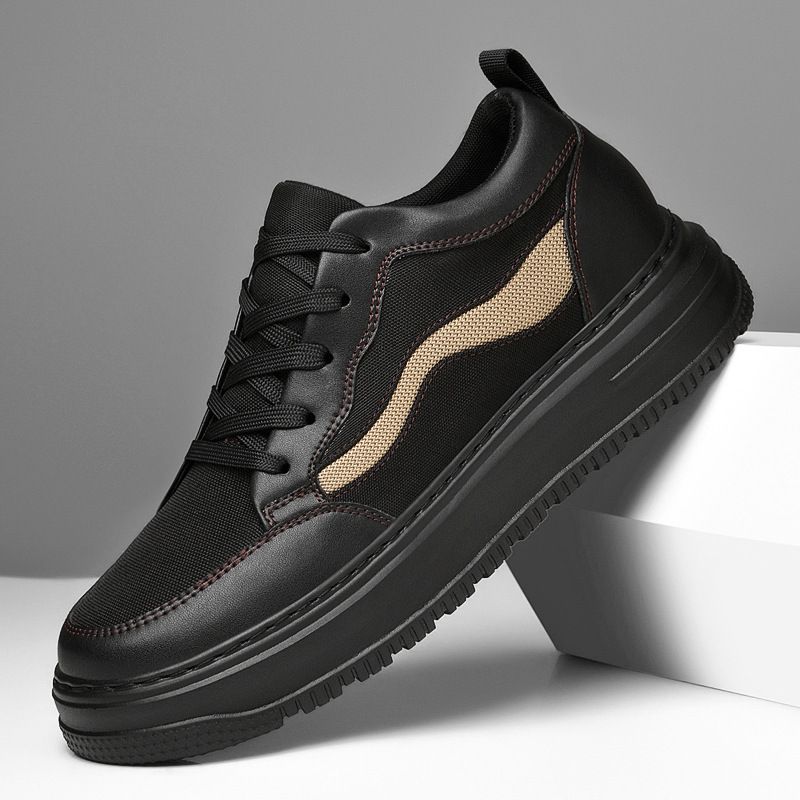 Invisible Inner Heightening Board Shoes Little White Shoes Sports Casual Shoes Non-slip Thick Baseplate Shoes Round Head Men_voghion.com