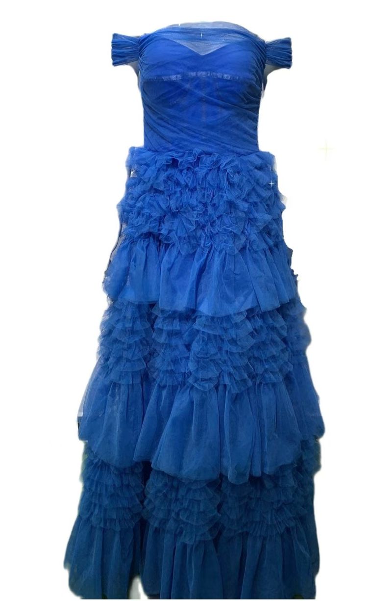 Robe de soirée asymétrique à épaules dénudées, en maille multicouche, ultra moelleuse et luxueuse, style européen et américain_voghion.com