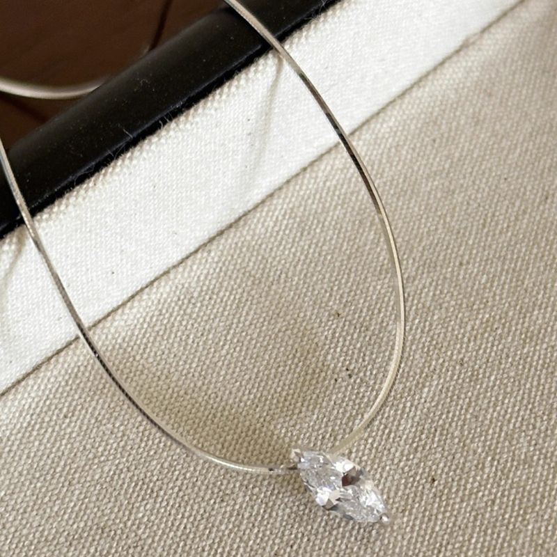 Collar de diamantes con forma de ojo de caballo y gota de agua para mujer, estilo Ins, minimalista francés, lujo ligero, diseño de nicho, azul_voghion.com