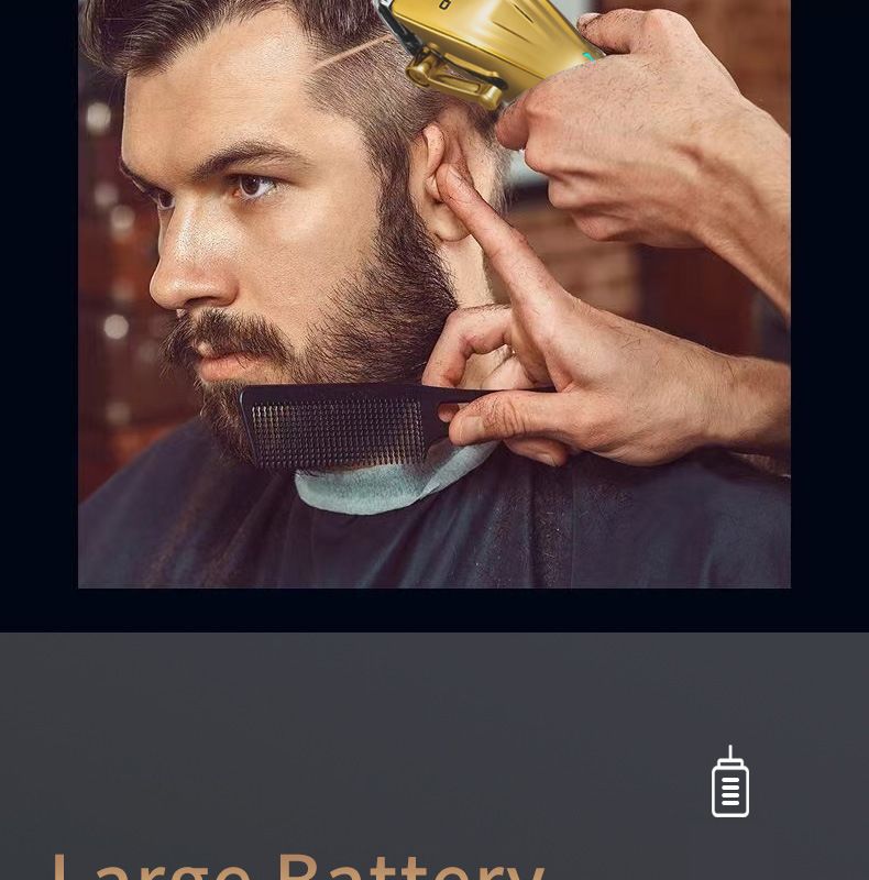 Professional Electric Clipper, LCD Battery & Length Display, 5 Guide Combs Cordless 120min Use_voghion.com