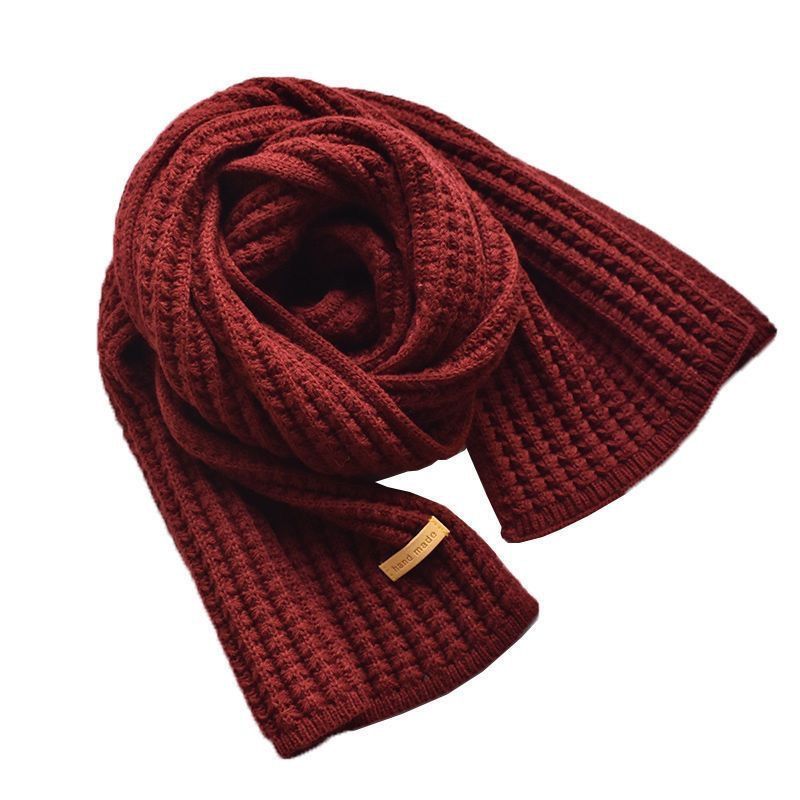 Sciarpa Ins Harajuku Wind Knitted da donna, in versione coreana, carina e versatile, calda, tinta unita_voghion.com