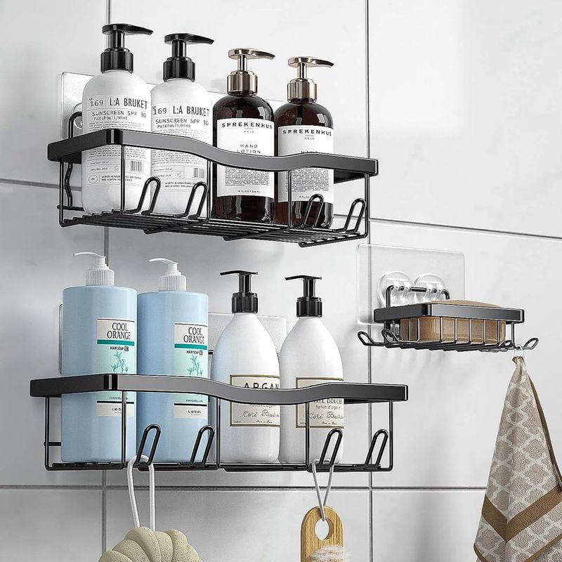 EU Shower Organizer | No-Drill 304 Steel | 18kg Hold | Tile/Marble Safe_voghion.com