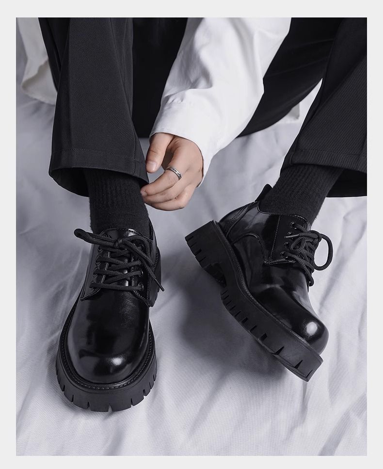Herrenschuhe Herren Lederschuhe Herbst neue Herren schwarze Freizeitlederschuhe im britischen Stil weiche Sohle Business erhöhte Hochzeit Bräutigam Schuhe_voghion.com