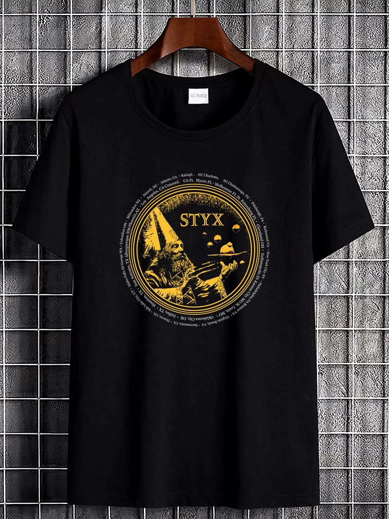 T-shirt noir vintage STYX Official Merch Concert Rock Band Taille 2XL XXL Graphique Polyvalent Haut confortable pour un usage quotidien Légèrement_voghion.com