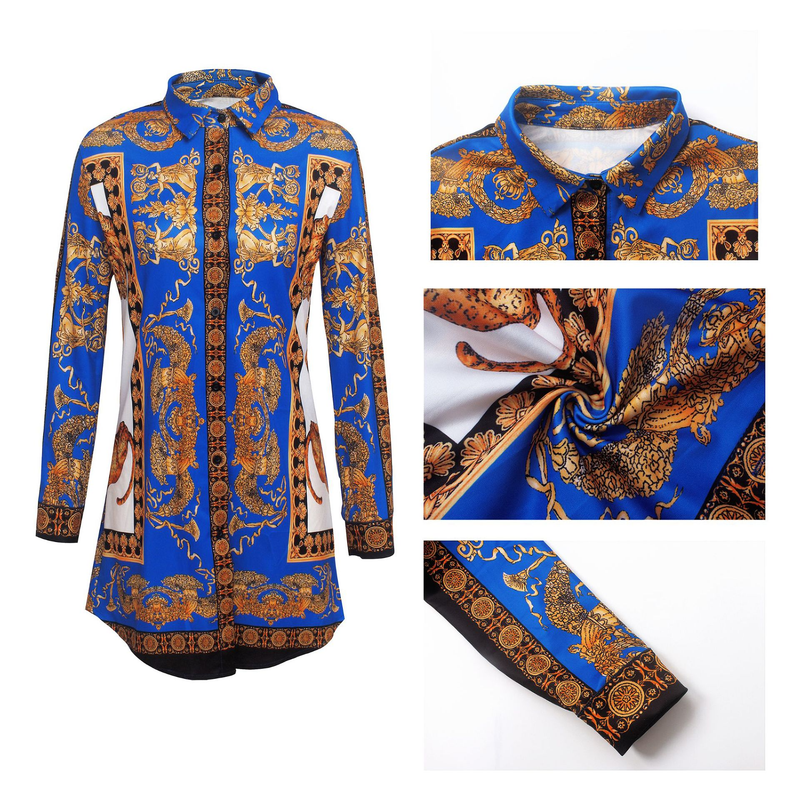 Abito a camicia cardigan lungo ampio con stampa multicolore da donna_voghion.com