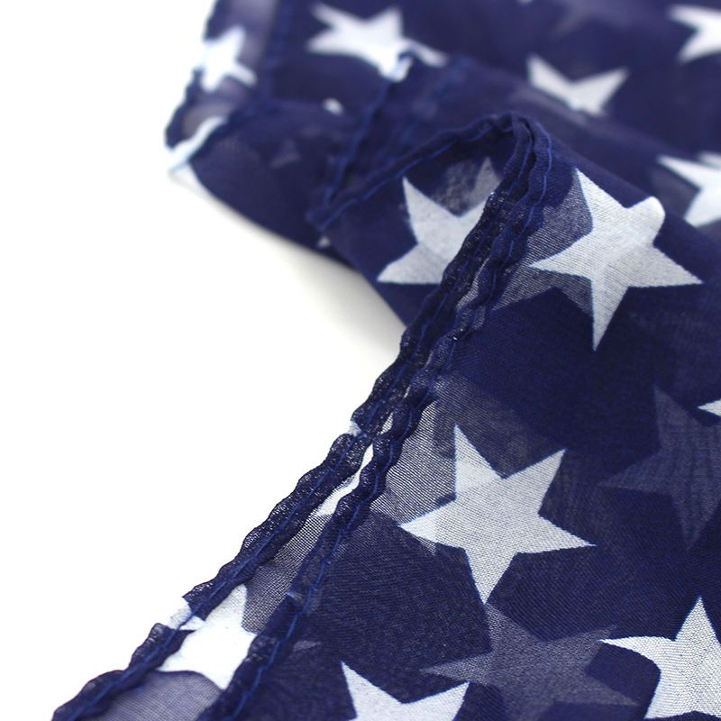 American Flag Pattern Stars And Stripes Extended Chiffon Shawl For Women Sailor Dance Silk Scarf_voghion.com