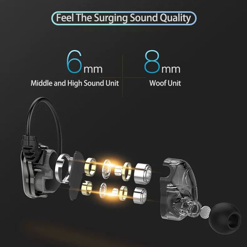 Z802 4-core Dual Moving Coil HiFi in-ear bedrade oortelefoon Sport-bas-headset_voghion.com