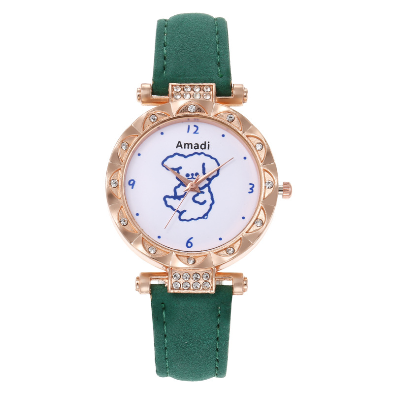 2024 2024 Amadi New Cute Bear Simple Cute Watch+bracelet Gift Box Women's Fashion Quartz Watch_voghion.com