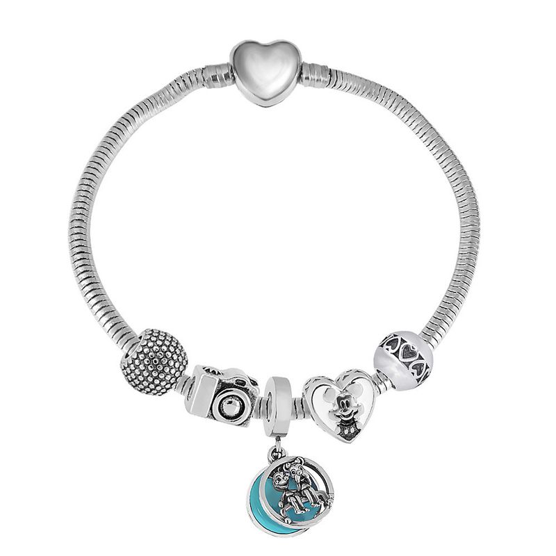 Nouveau bracelet Panjia Dora en acier titane pour femmes, à faire soi-même, avec perles libres et fermoir en forme de cœur, inspiré de la série Ocean Cartoon, vente en gros_voghion.com