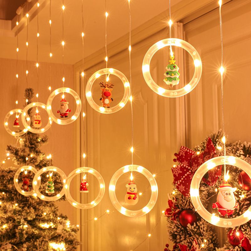 Christmas Decoration Five-Pointed Curtain LED Star String Leather Line Ice Strip Room Atmosphere Lights_voghion.com