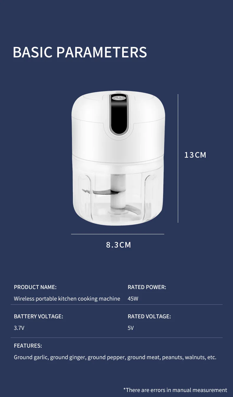 Electric Mini Garlic Vegetable Chopper Garlic Masher Portable Chopper Multi Function Meat Grinder Masher Machine Usb Charging_voghion.com