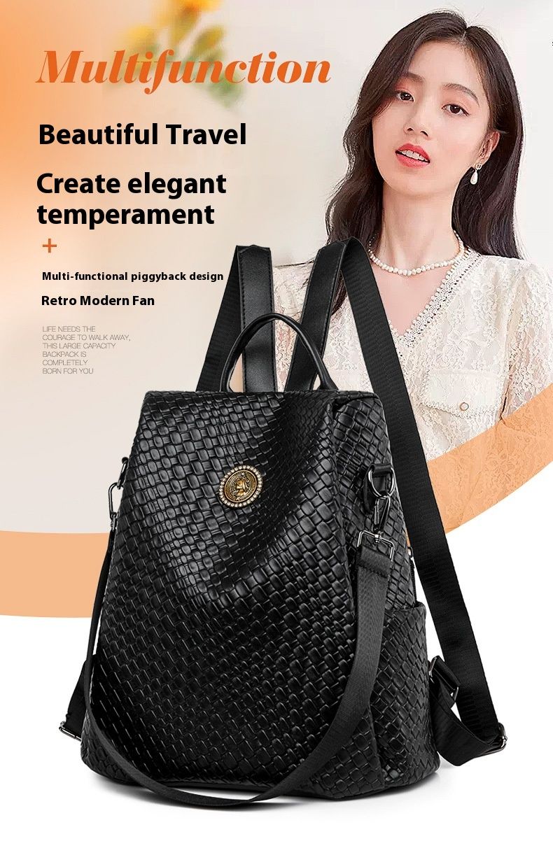 Karštai parduodama kuprinė moterims 2024 m. Nauja korėjietiška versija. Madinga ir universali moteriška rankinė, didelės talpos kelioninis krepšys._voghion.com