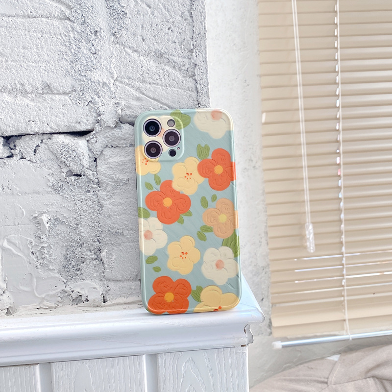 Ins Ölgemälde kleine Blumen geeignet für iPhone14promax Apple 13 Handyhülle 78plus weiblich 12/11 Softshell_voghion.com