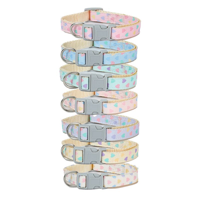 1.5Cm New Heart Pattern For Cats And Dogs, Multi-Color Dog Collar With Sturdy Buckle, Direct Delivery_voghion.com
