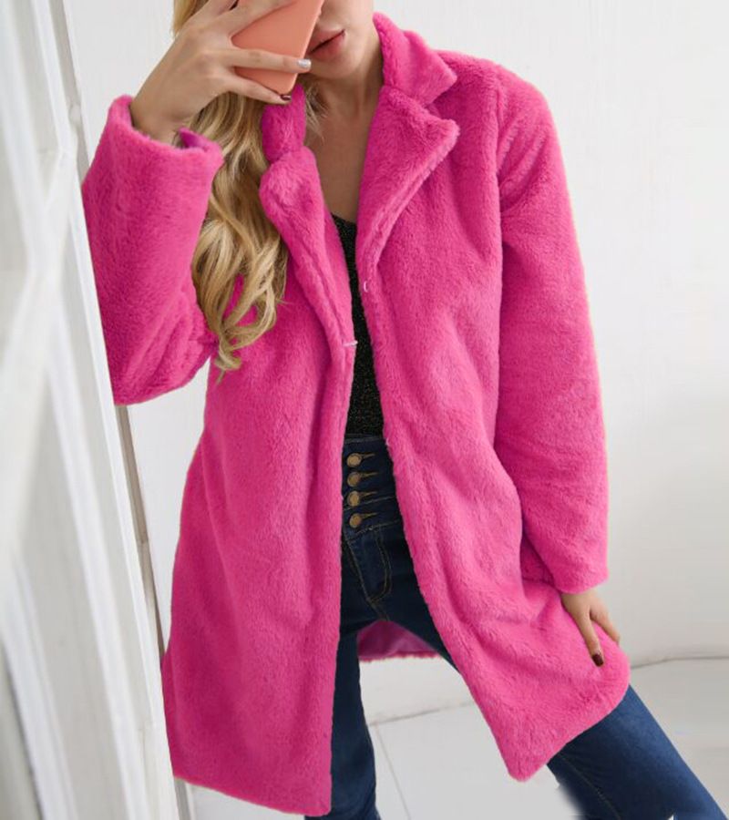 Frauen Kleidung F0281 mode plüsch anzug kragen jacke frauen lange pelz jacke tops für frauen_voghion.com