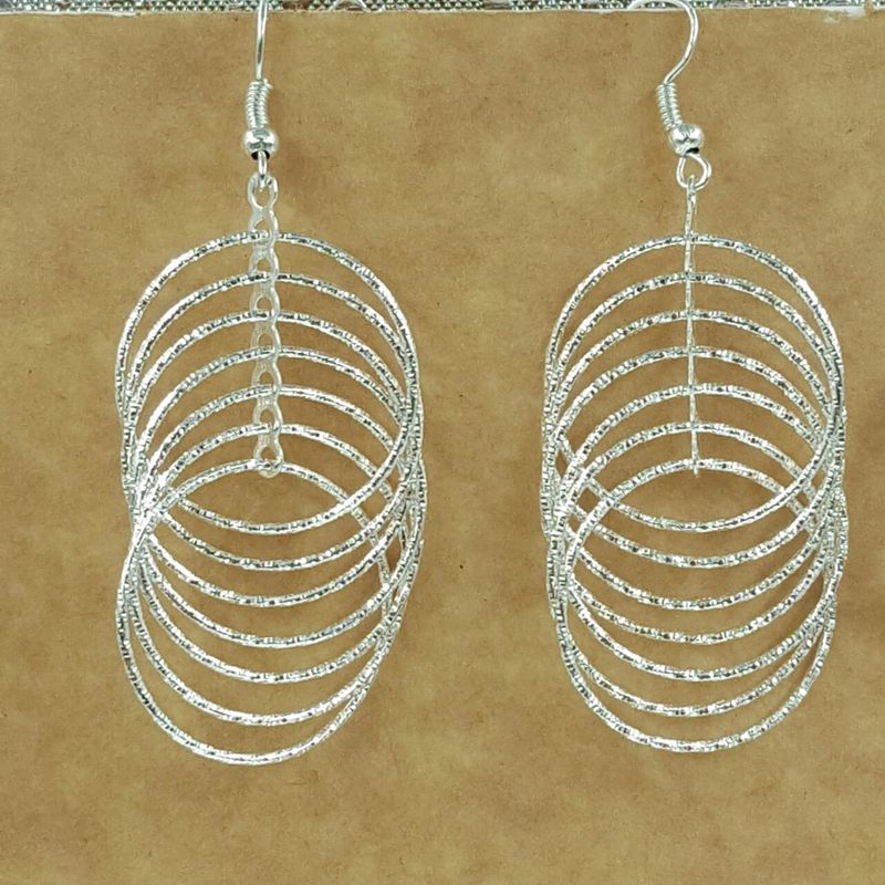 Orecchini a doppio cerchio in stile coreano placcati in argento 925, lunghi e esagerati, con nappe, gioielli all'ingrosso gratuiti_voghion.com