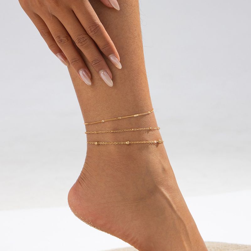 Cavigliera da donna in stile etnico bohémien, retrò, con ciondolo a forma di fiocco, stile spiaggia, perle, catena sottile, gioielli per piedi impilati_voghion.com