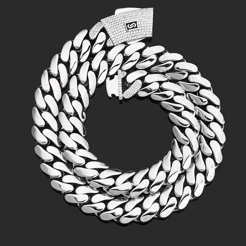 Collana da uomo Hip Hop in oro 14 carati lucido con ciondolo cubano alla moda_voghion.com