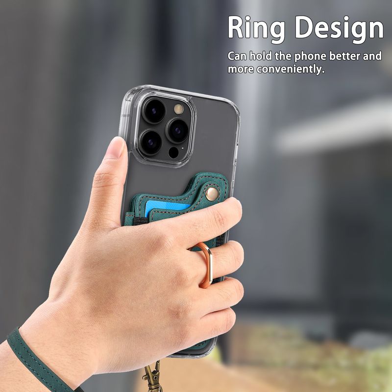 TechGlobe Hot Selling Retro Solid Color Phone Case RFID Anti-Theft Swipe Card Slot PU Wallet With Hand Strap And Ring Holder_voghion.com